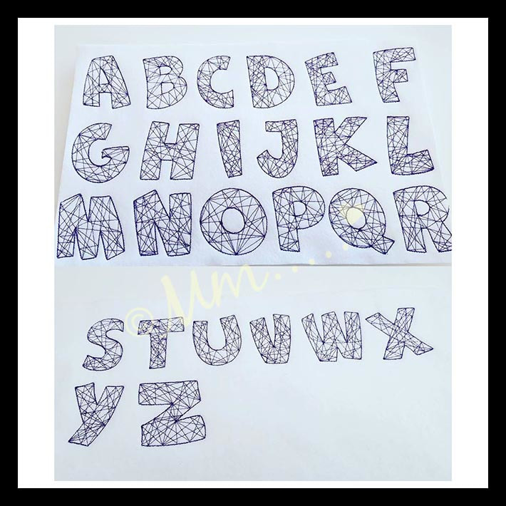 Machine Embroidery String Alphabet Letter G design for 4x4 hoops