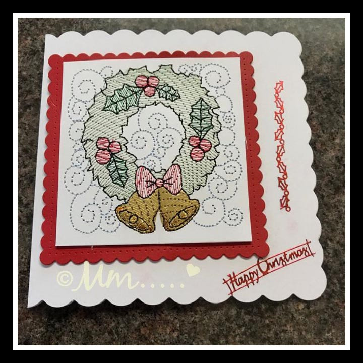 Christmas Xmas Wreath Holly Light Density Machine Embroidery Card Design Digital Download 4 And 5 Inches